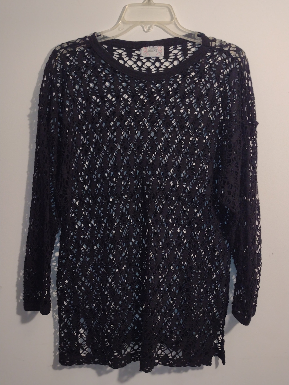 Ash Open-Knit Scoop Neck Sweater in Navy